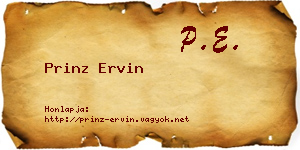 Prinz Ervin névjegykártya